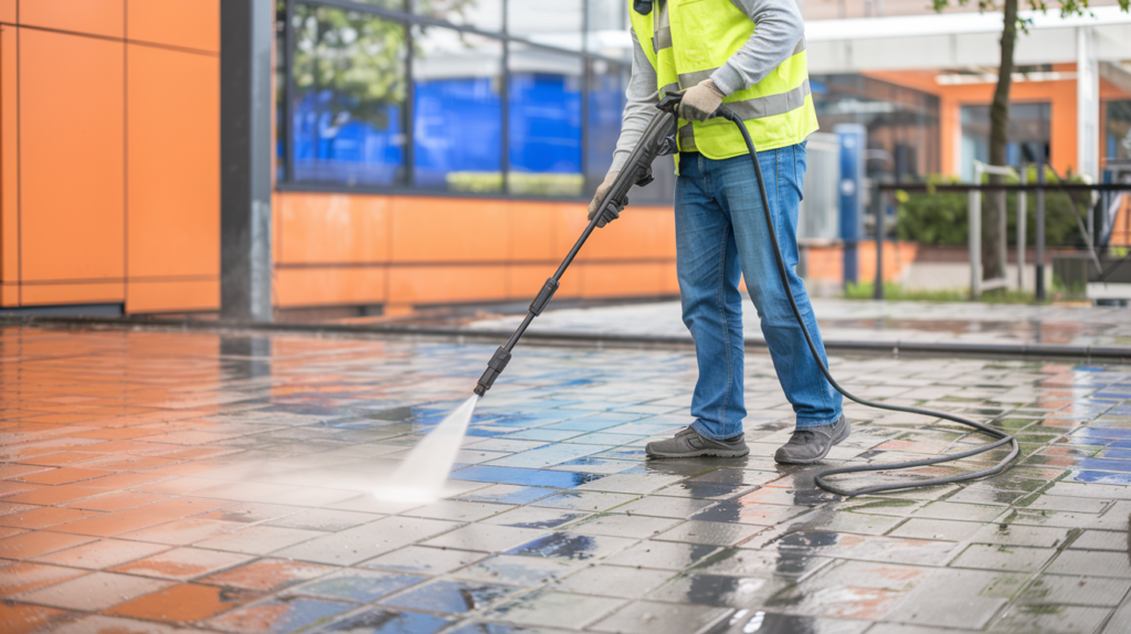 Homme utilisant un Karcher